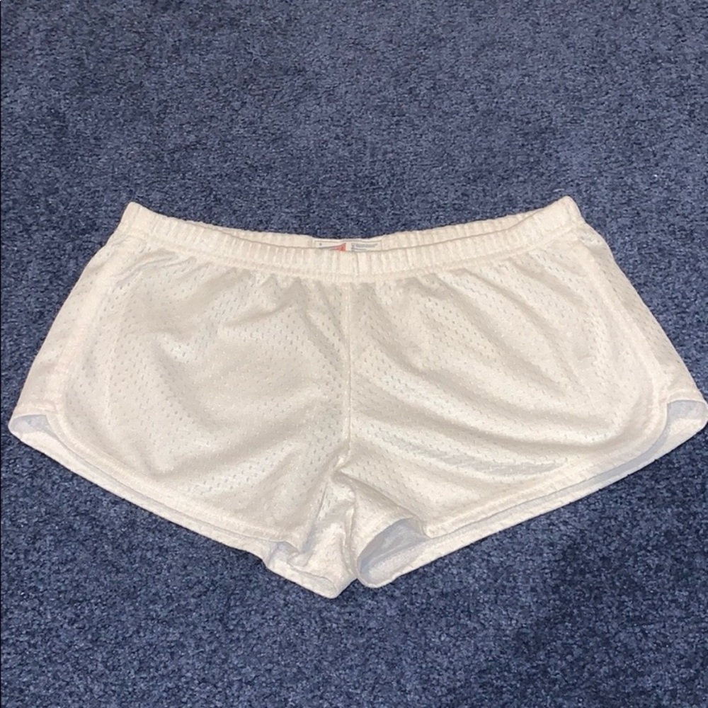 Soffe White Athletic Shorts with Red & Blue Star Logo